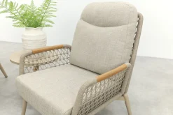 Bilbao/Mindo verstelbare rope stoel-bank loungeset - Latte/Teak