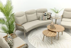 Bilbao/Mindo verstelbare rope stoel-bank loungeset - Latte/Teak