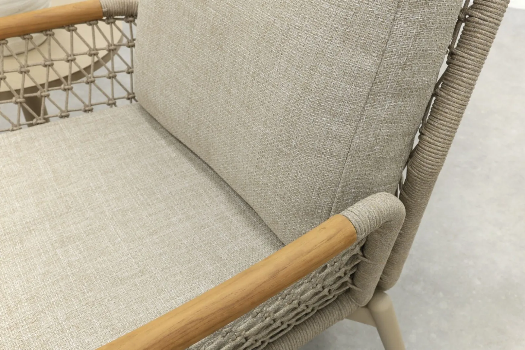 Bilbao/Mindo verstelbare rope stoel-bank loungeset - Latte/Teak