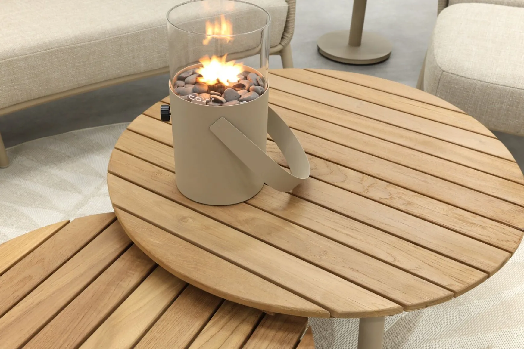 Bilbao/Mindo verstelbare rope stoel-bank loungeset - Latte/Teak