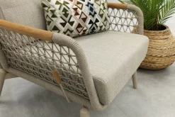 Bilbao/Mindo verstelbare rope stoel-bank loungeset - Latte/Teak