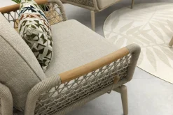 Bilbao/Mindo verstelbare rope stoel-bank loungeset - Latte/Teak
