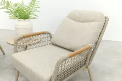 Bilbao/Mindo verstelbare rope stoel-bank loungeset - Latte/Teak