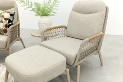 Bilbao/Mindo verstelbare rope stoel-bank loungeset - Latte/Teak