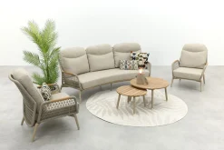 Bilbao/Mindo verstelbare rope stoel-bank loungeset - Latte/Teak