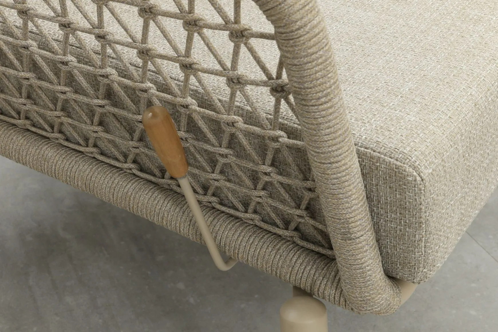 Bilbao verstelbare rope stoel-bank loungeset - Latte/Teak