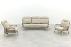 Bilbao verstelbare rope stoel-bank loungeset - Latte/Teak