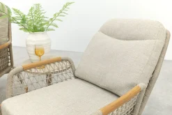 Bilbao verstelbare rope stoel-bank loungeset - Latte/Teak
