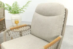 Bilbao verstelbare rope stoel-bank loungeset - Latte/Teak