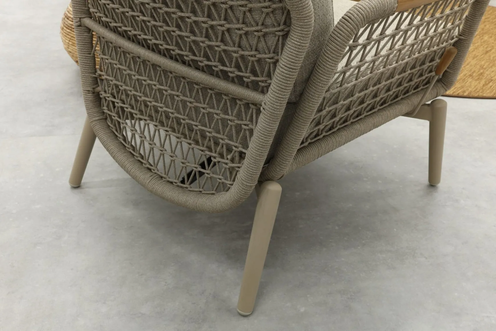 Bilbao verstelbare rope stoel-bank loungeset - Latte/Teak