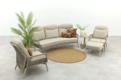 Bilbao verstelbare rope stoel-bank loungeset - Latte/Teak