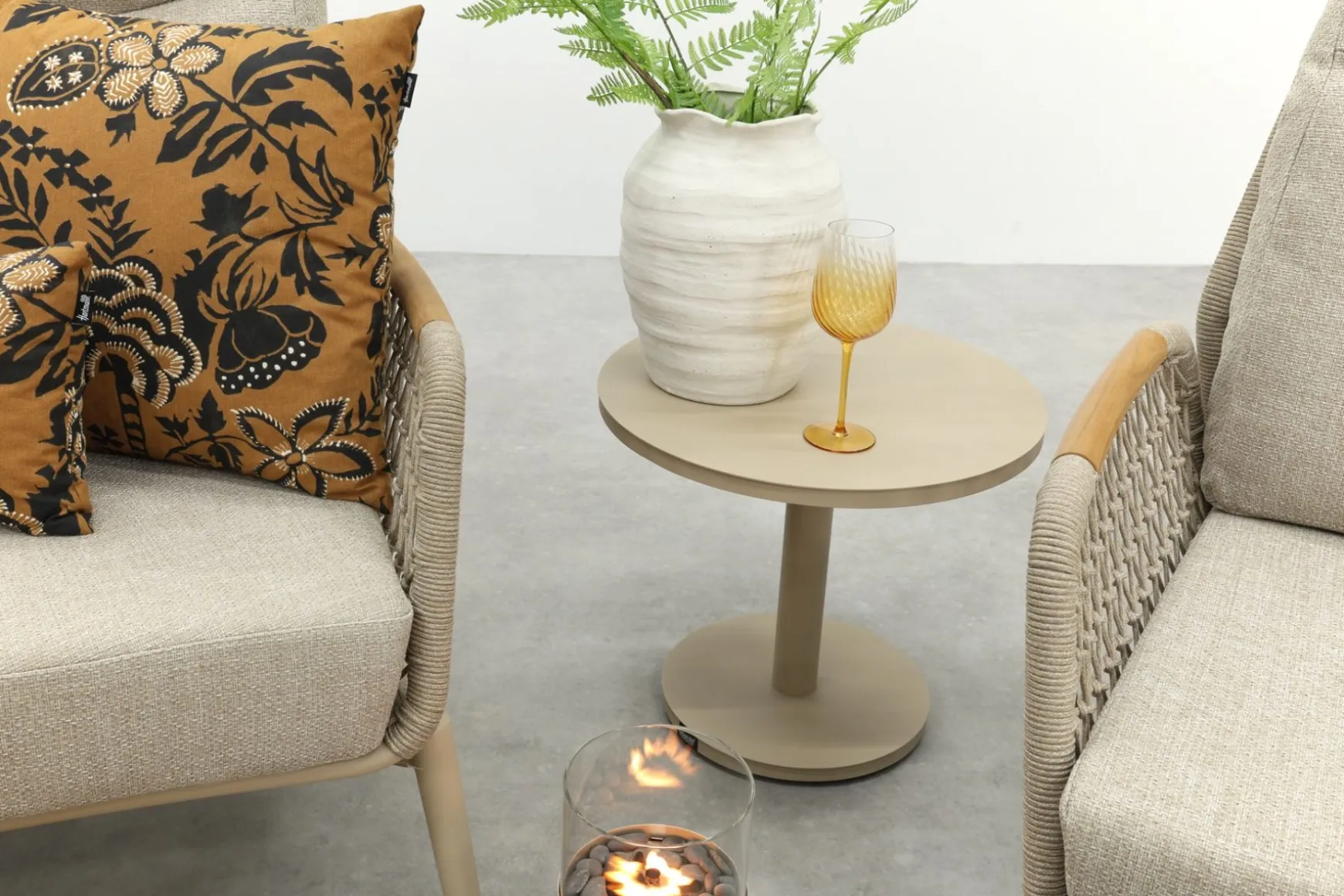Bilbao verstelbare rope stoel-bank loungeset - Latte/Teak