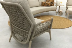 Bilbao verstelbare rope stoel-bank loungeset - Latte/Teak