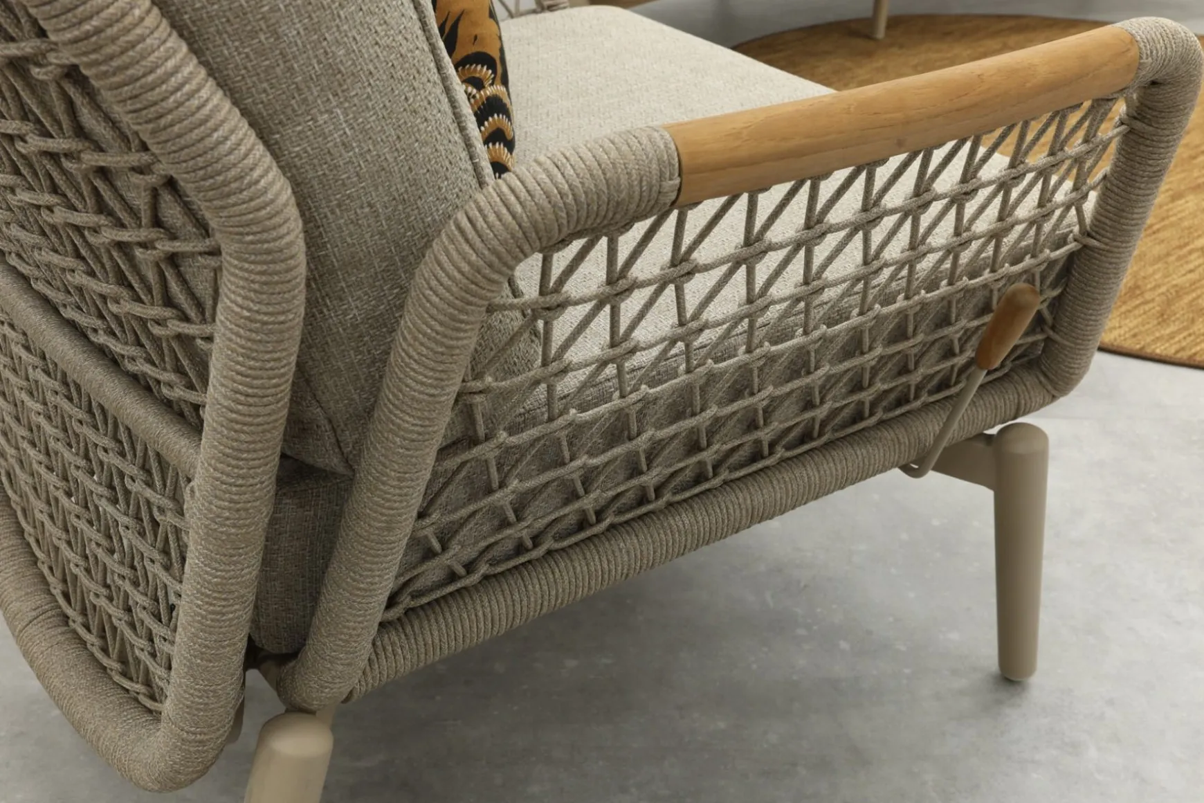 Bilbao verstelbare rope stoel-bank loungeset - Latte/Teak