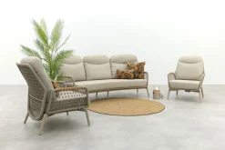 Bilbao verstelbare rope stoel-bank loungeset - Latte/Teak