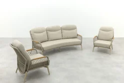 Bilbao verstelbare rope stoel-bank loungeset - Latte/Teak