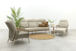 Bilbao verstelbare rope stoel-bank loungeset - Latte/Teak