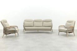 Bilbao verstelbare rope stoel-bank loungeset - Latte/Teak