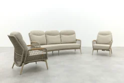 Bilbao verstelbare rope stoel-bank loungeset - Latte/Teak
