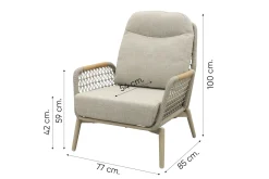 Bilbao verstelbare rope stoel-bank loungeset - Latte/Teak