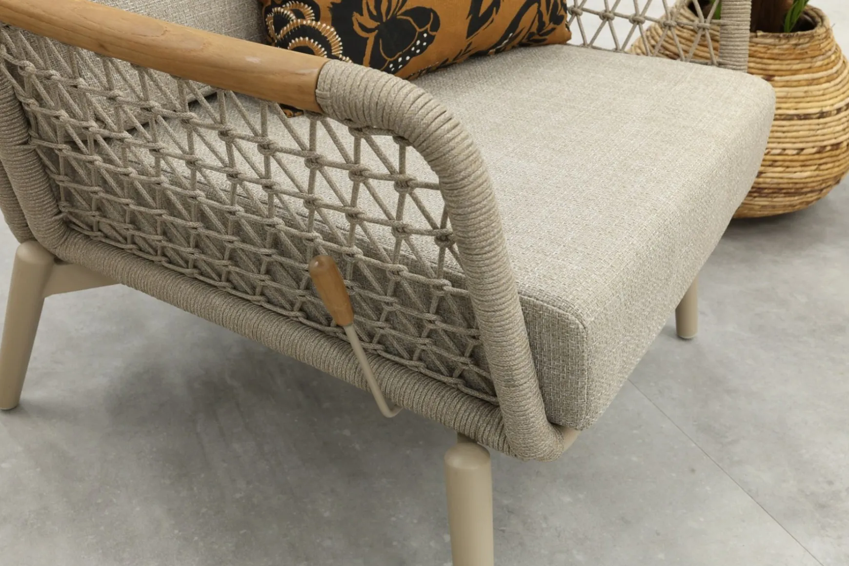 Bilbao verstelbare rope stoel-bank loungeset - Latte/Teak