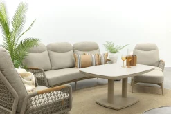 Bilbao/Welton verstelbare rope stoel-bank loungeset - Latte/Teak