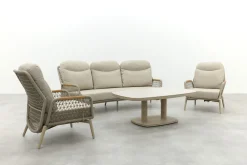Bilbao/Welton verstelbare rope stoel-bank loungeset - Latte/Teak