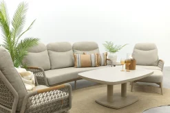 Bilbao/Welton verstelbare rope stoel-bank loungeset - Latte/Teak