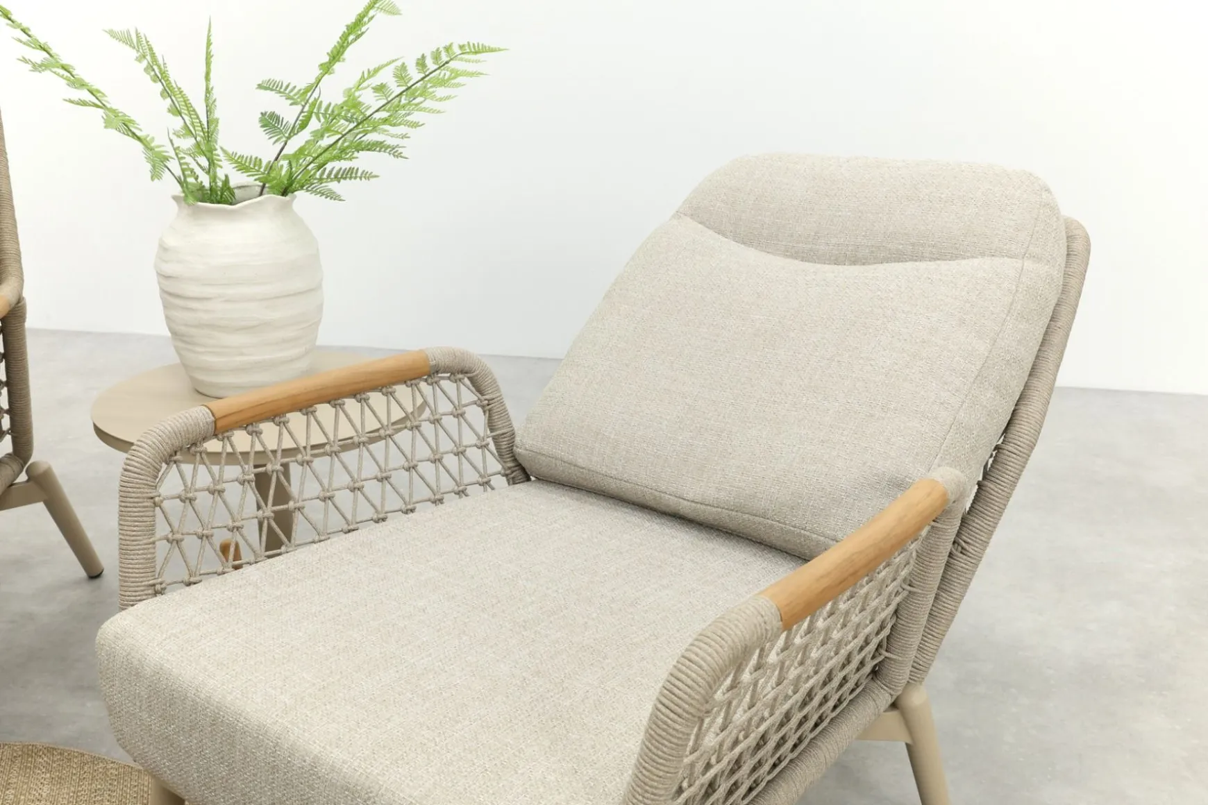 Bilbao/Welton verstelbare rope stoel-bank loungeset - Latte/Teak