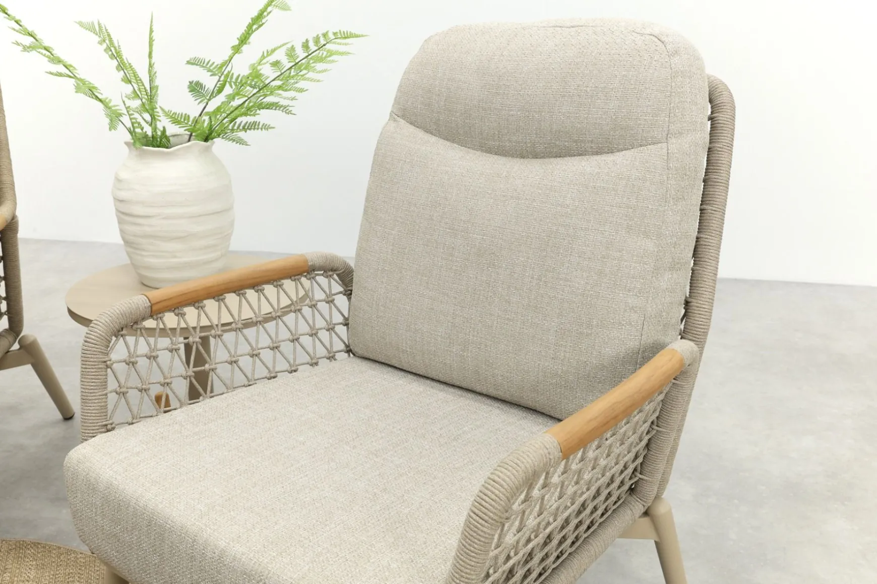 Bilbao/Welton verstelbare rope stoel-bank loungeset - Latte/Teak