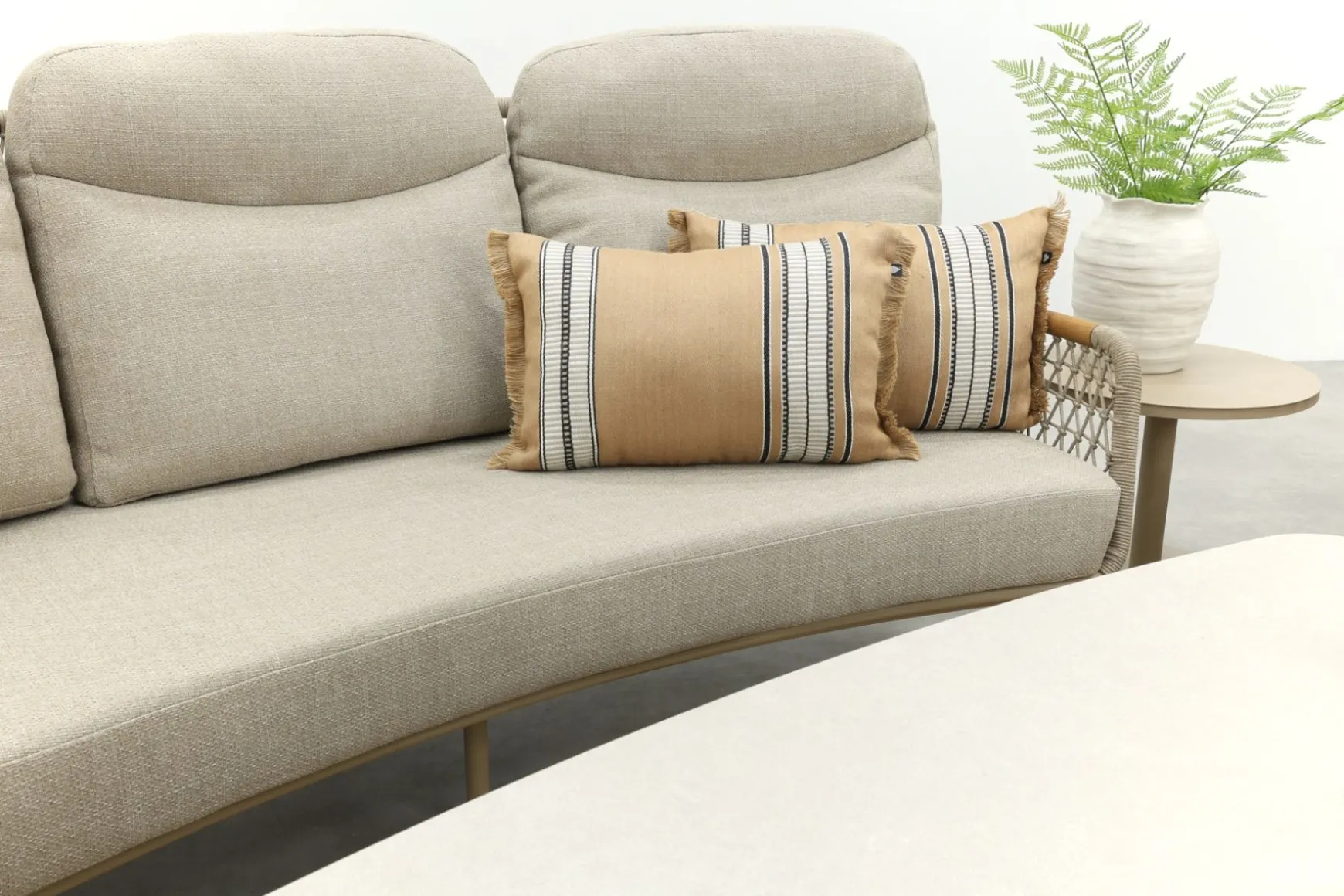 Bilbao/Welton verstelbare rope stoel-bank loungeset - Latte/Teak
