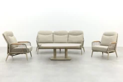 Bilbao/Welton verstelbare rope stoel-bank loungeset - Latte/Teak