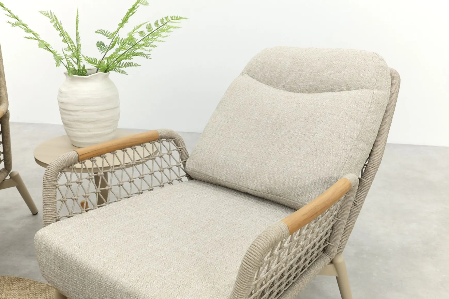 Bilbao/Welton verstelbare rope stoel-bank loungeset - Latte/Teak