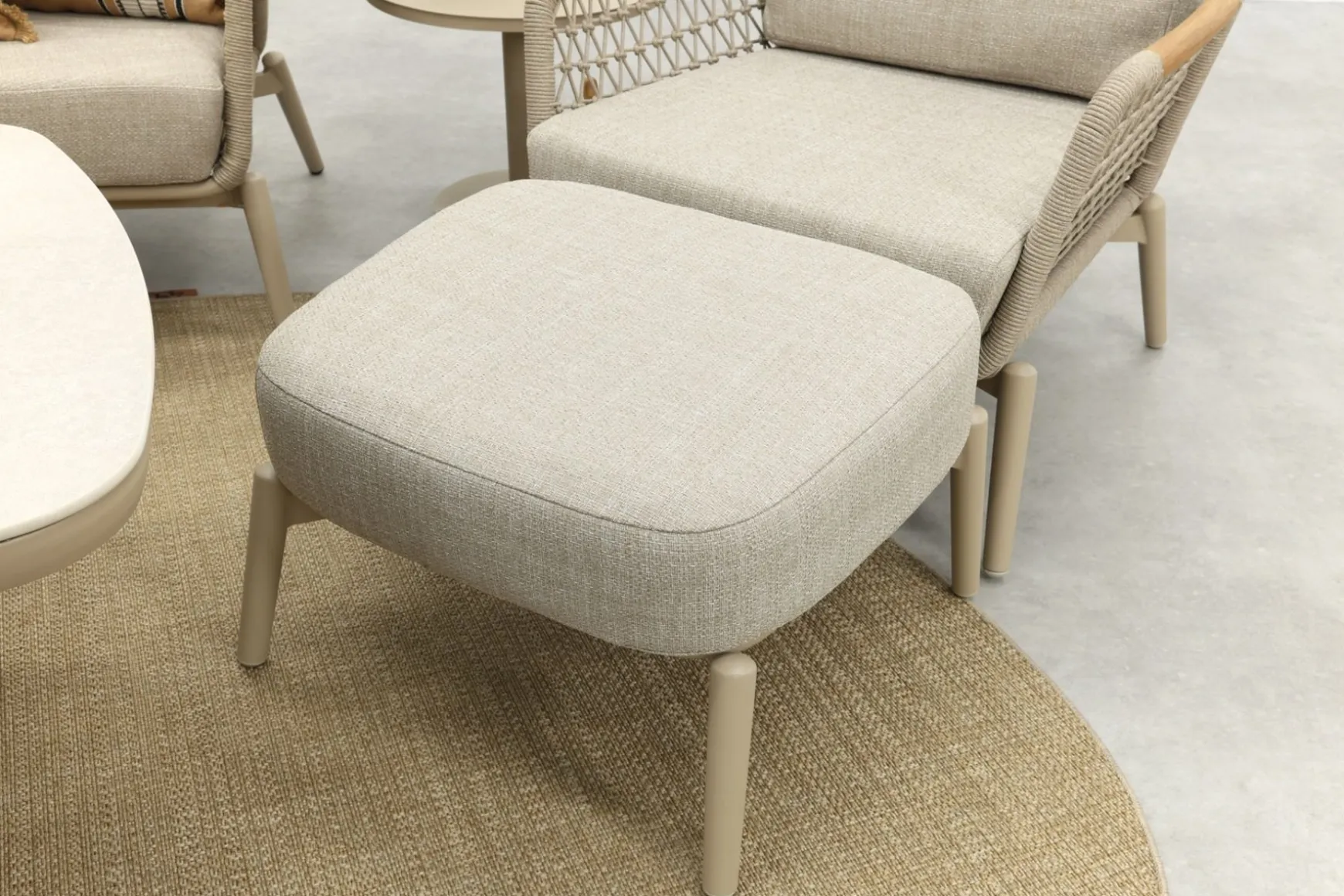 Bilbao/Welton verstelbare rope stoel-bank loungeset - Latte/Teak