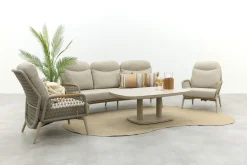 Bilbao/Welton verstelbare rope stoel-bank loungeset - Latte/Teak