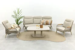 Bilbao/Welton verstelbare rope stoel-bank loungeset - Latte/Teak