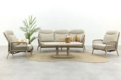 Bilbao/Welton verstelbare rope stoel-bank loungeset - Latte/Teak