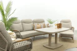 Bilbao/Welton verstelbare rope stoel-bank loungeset - Latte/Teak