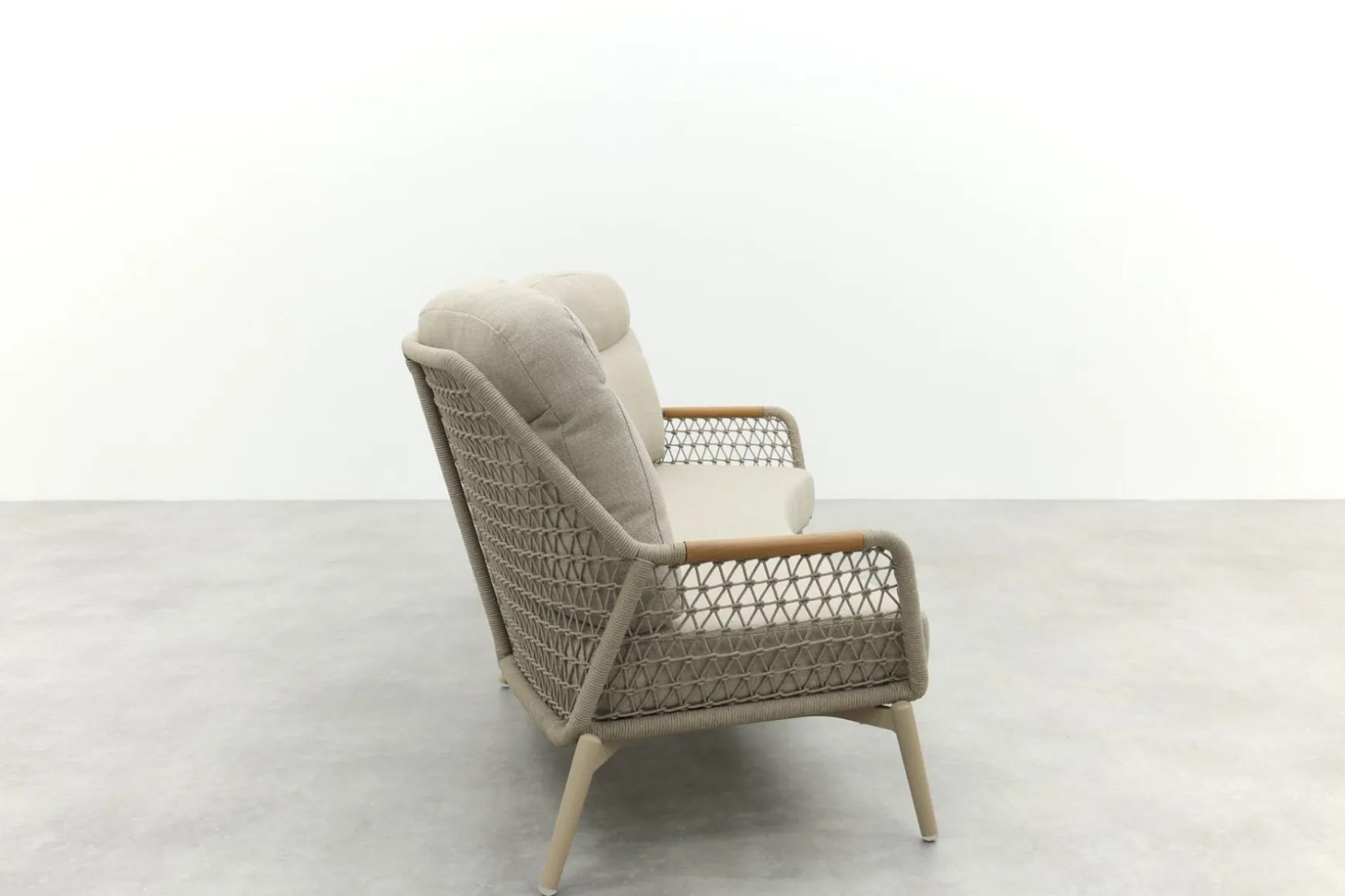 Bilbao 3-zits rope loungebank - Latte/Teak