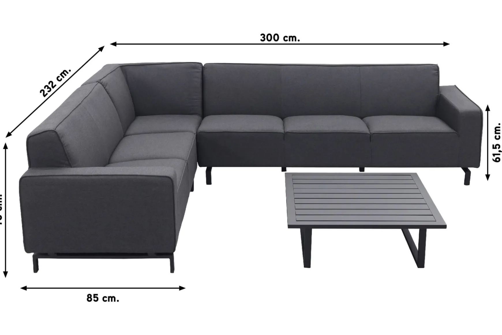 Boavista/Cuba Sunbrella loungeset - Sooty - 4-delig - links