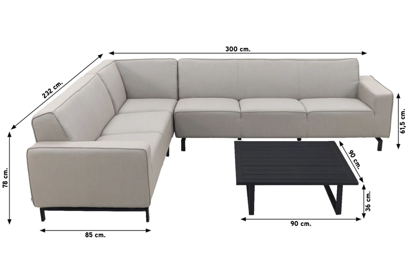 Boavista/Cuba Sunbrella loungeset - Nature Grey - 4-delig - Links
