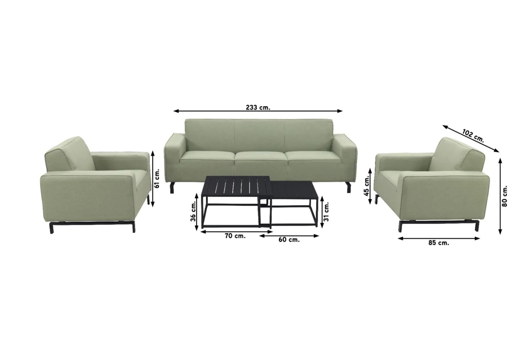 Boavista/Royalty stoel-bank loungeset - Heritage leaf - 5-delig
