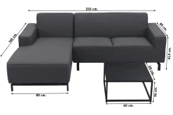 Boavista/Toronto loungebank chaise longue - Sooty - 3-delig - rechts