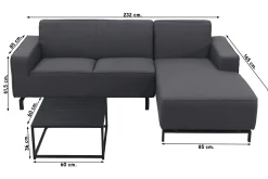 Boavista/Toronto loungebank chaise longue - Sooty - 3-delig - links