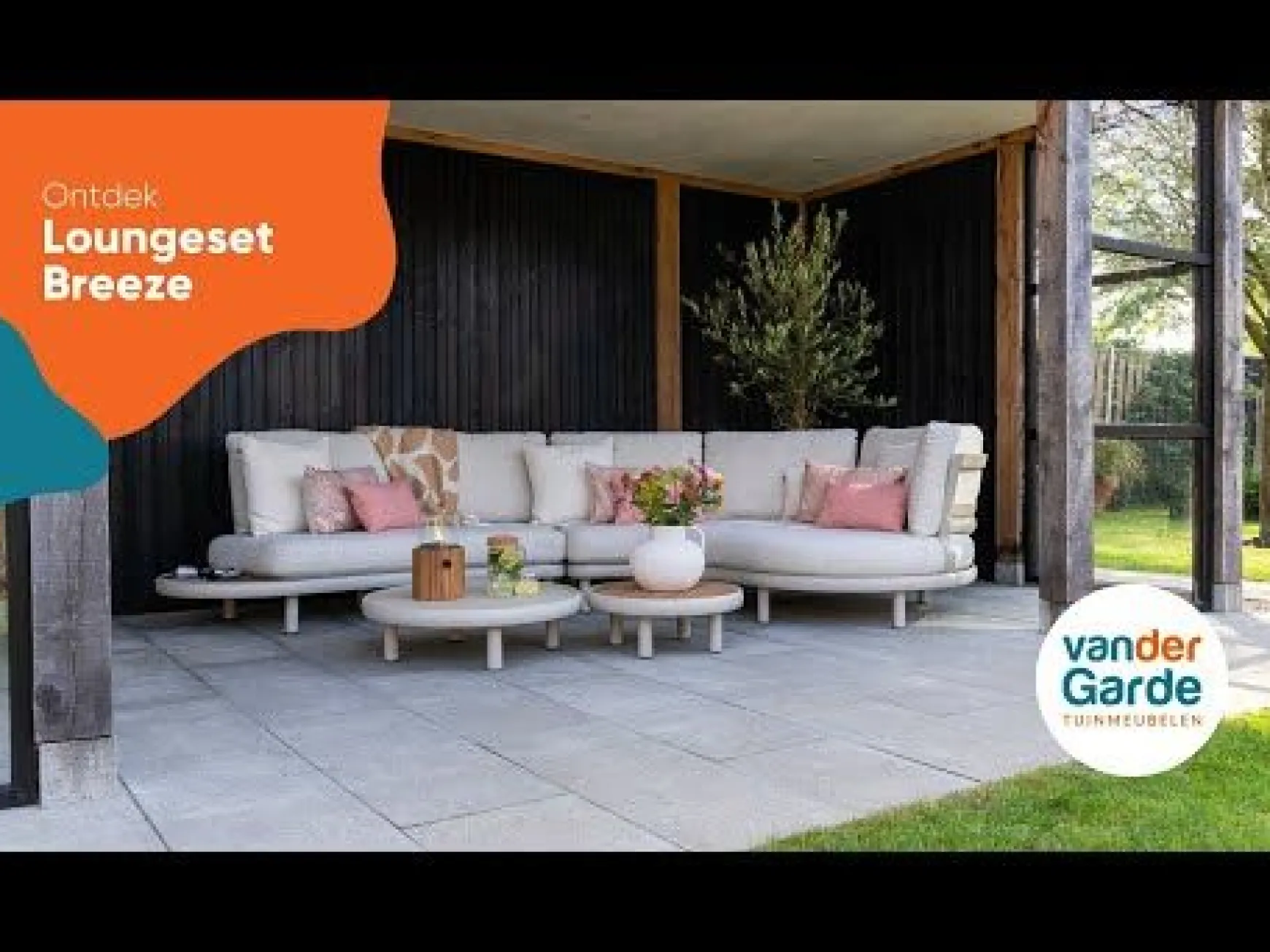 Breeze organische loungeset (L/R) met loungestoel - Naturel/Mokka