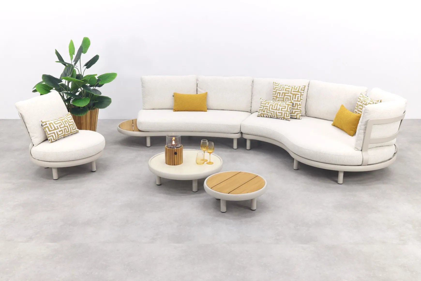 Breeze organische loungeset (L/R) met loungestoel - Naturel/Mokka