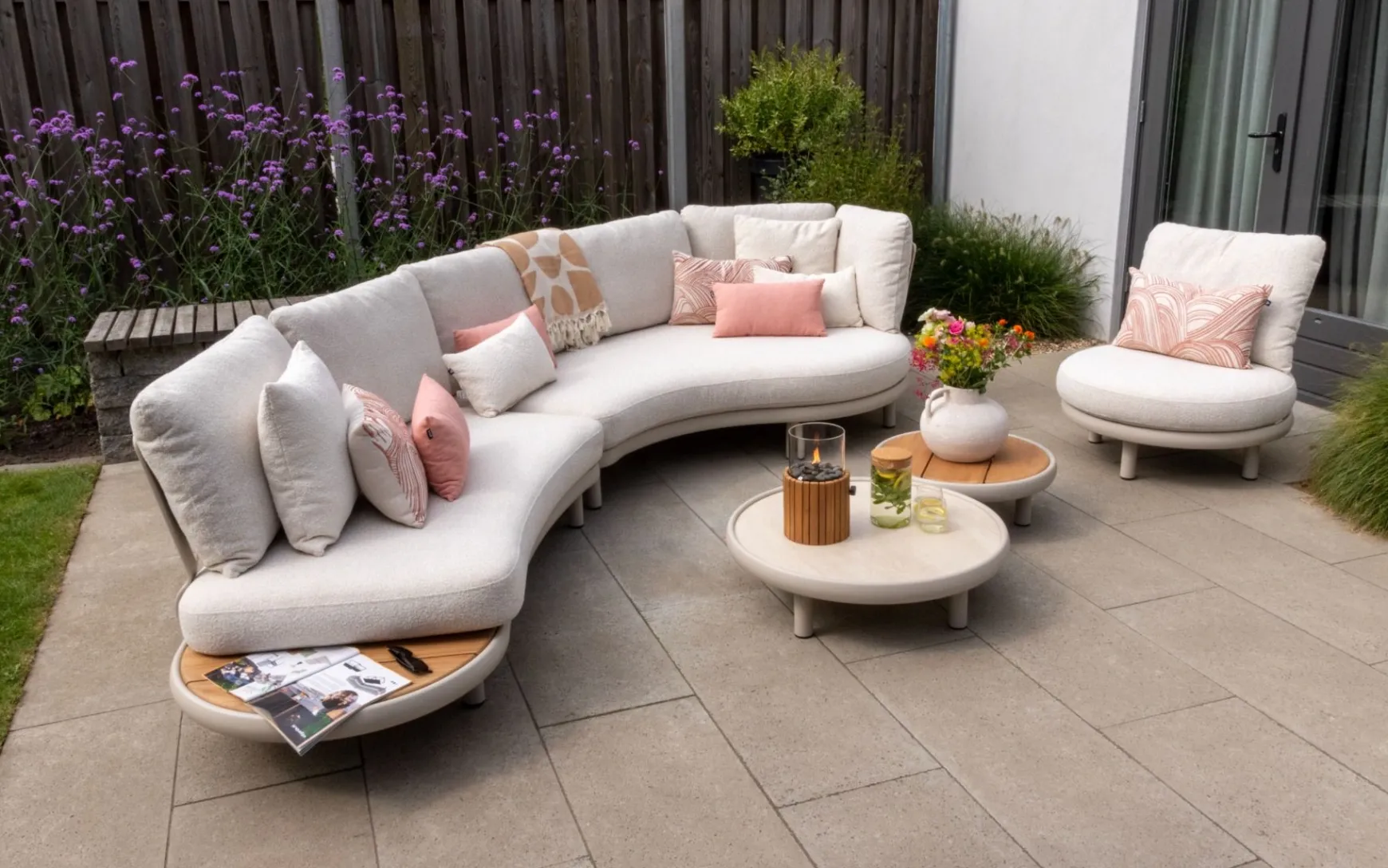Breeze organische loungeset (L/R) met loungestoel - Naturel/Mokka