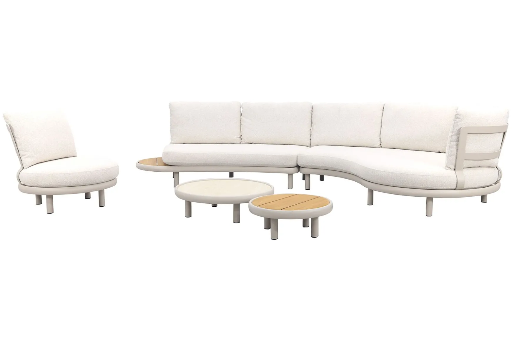 Breeze organische loungeset (L/R) met loungestoel - Naturel/Mokka