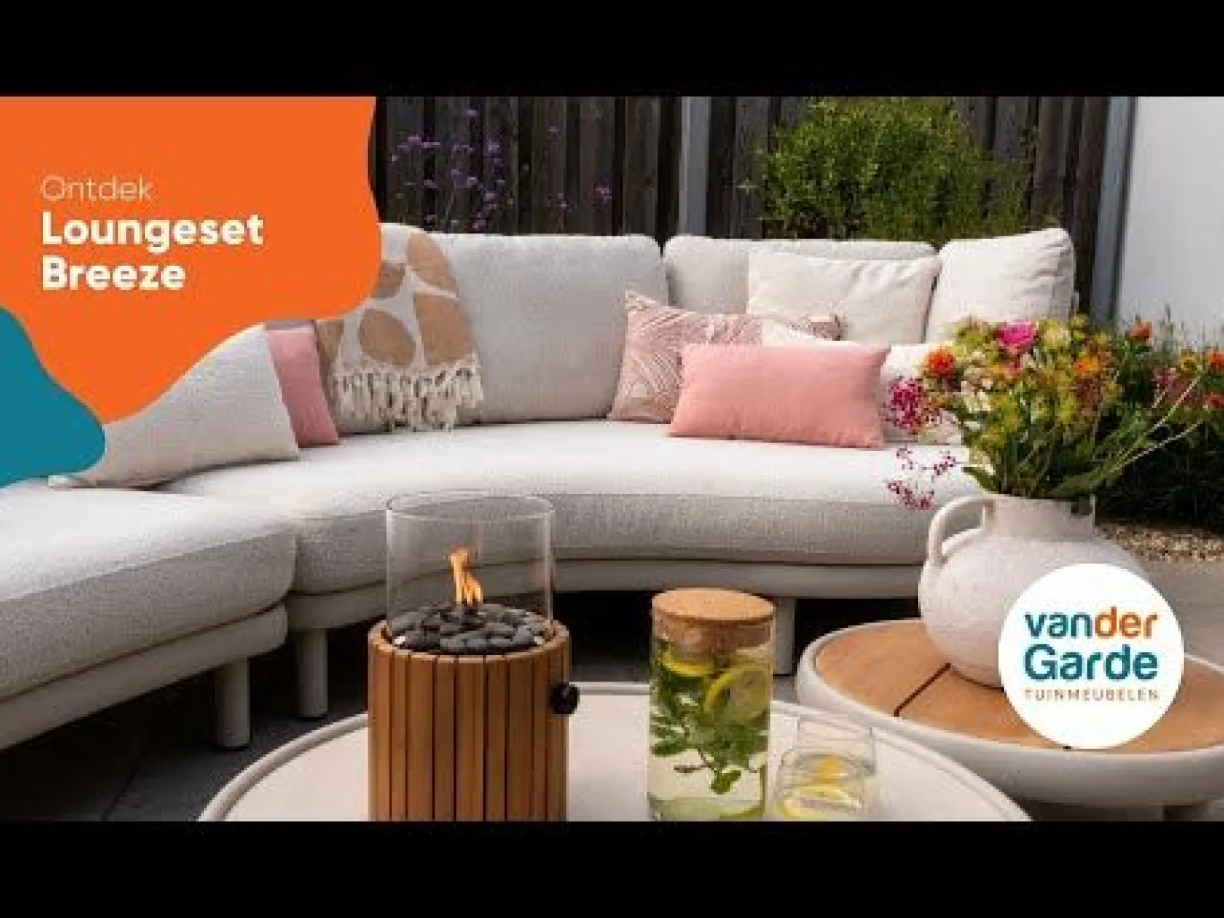 Breeze organische loungeset (L/R) met loungestoel - Naturel/Mokka