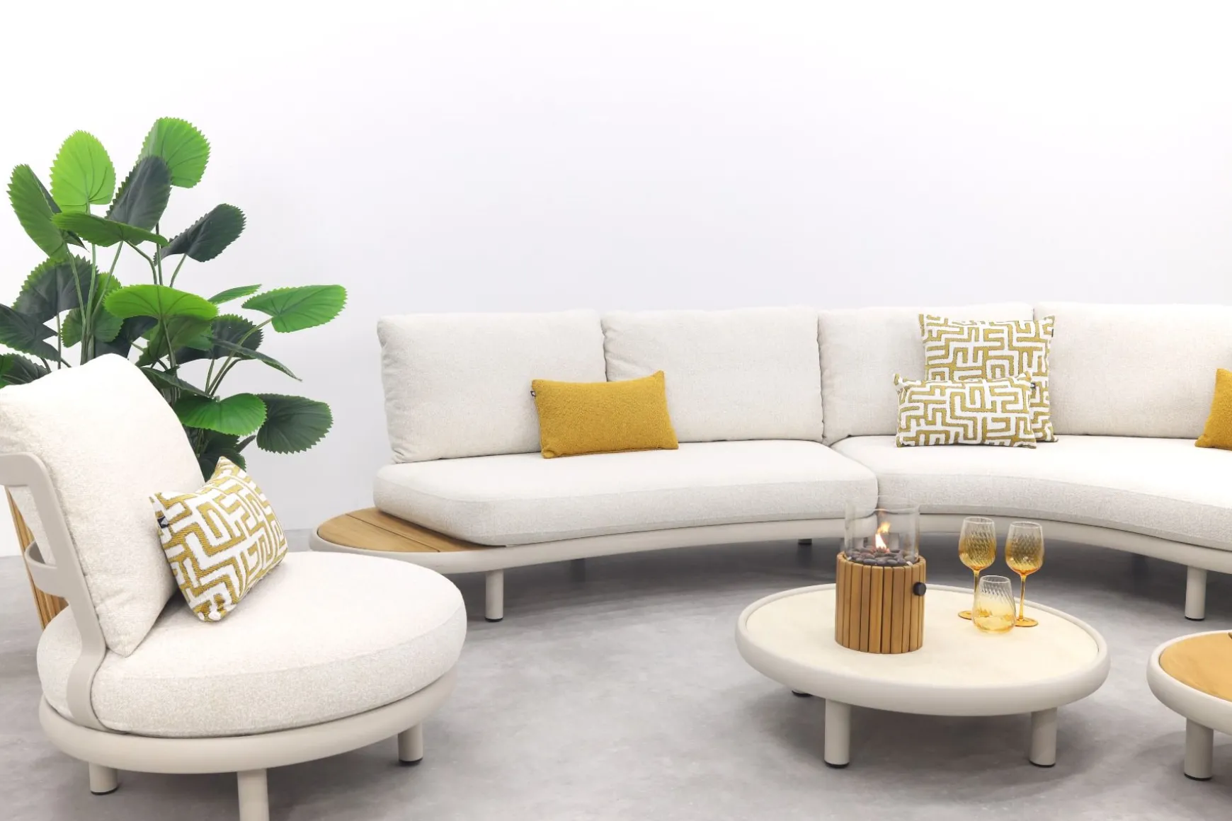 Breeze organische loungeset (L/R) met loungestoel - Naturel/Mokka